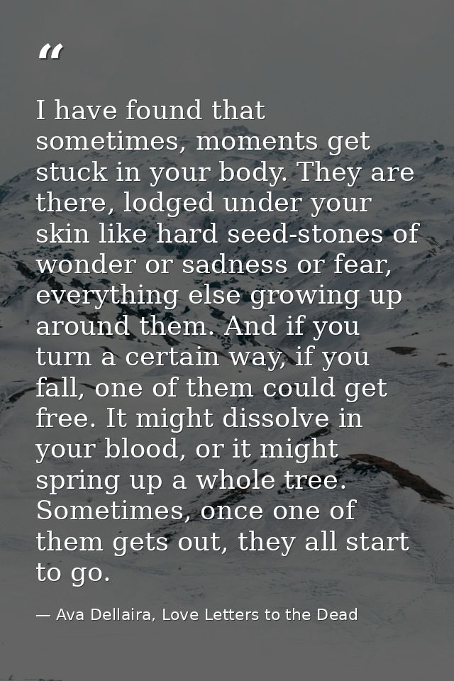 I have found that sometimes, moments get stuck in your body. They are there, lodged under your skin like hard seed-stone — Ava Dellaira, Love Letters to the Dead