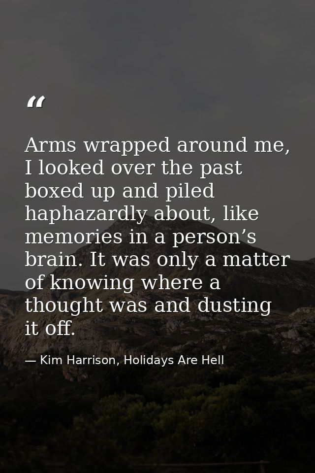 Arms wrapped around me, I looked over the past boxed up and piled haphazardly about, like memories in a person’s brain.  — Kim Harrison, Holidays Are Hell