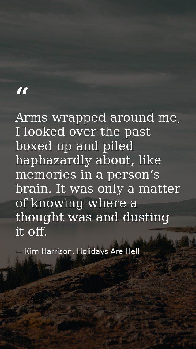 Arms wrapped around me, I looked over the past boxed up and piled haphazardly about, like memories in a person’s brain.  — Kim Harrison, Holidays Are Hell