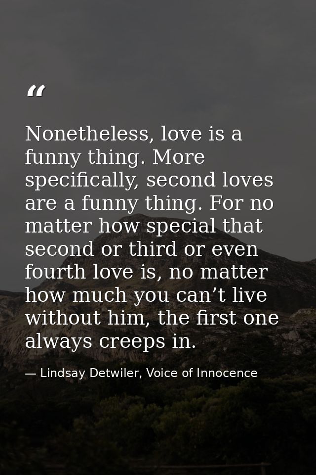 Nonetheless, love is a funny thing. More specifically, second loves are a funny thing. For no matter how special that se — Lindsay Detwiler, Voice of Innocence