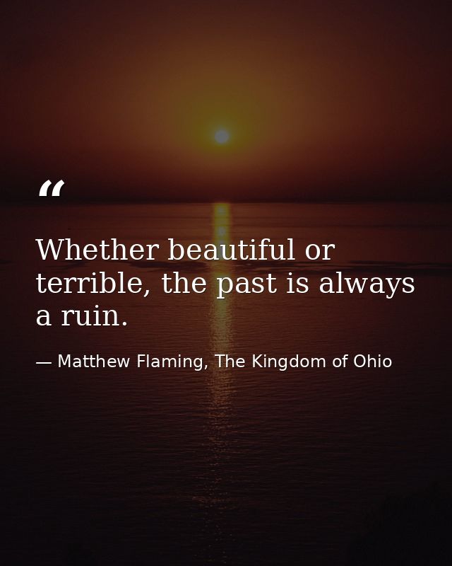 Whether beautiful or terrible, the past is always a ruin. — Matthew Flaming, The Kingdom of Ohio