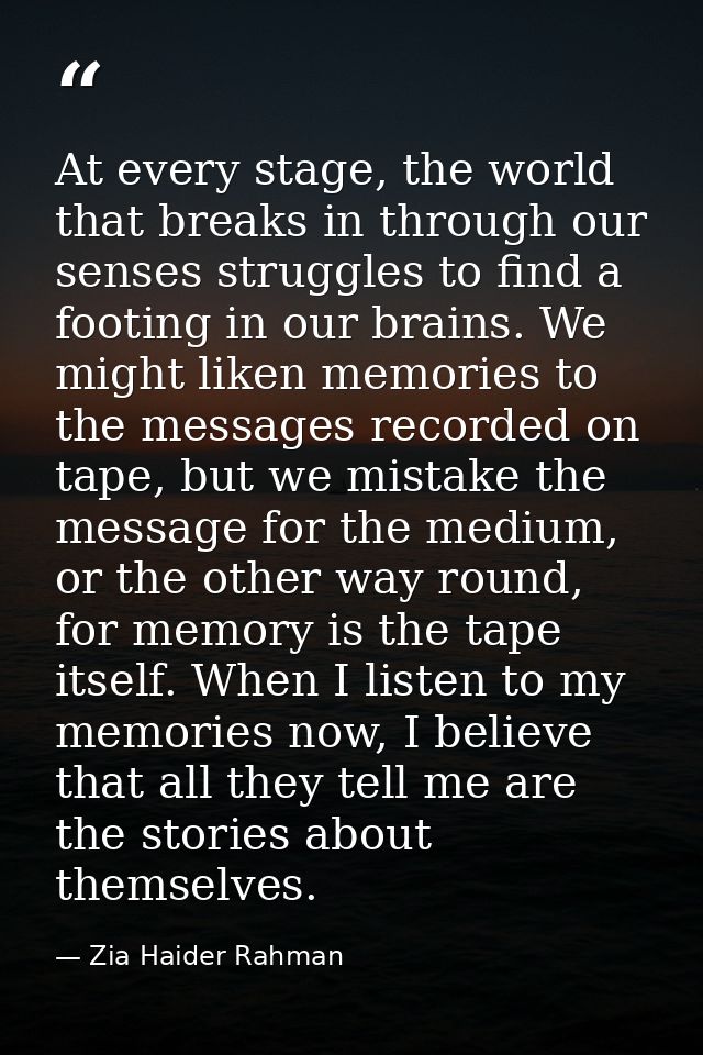 At every stage, the world that breaks in through our senses struggles to find a footing in our brains. We might liken me — Zia Haider Rahman
