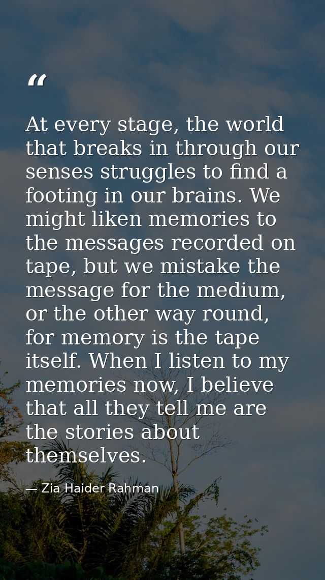 At every stage, the world that breaks in through our senses struggles to find a footing in our brains. We might liken me — Zia Haider Rahman
