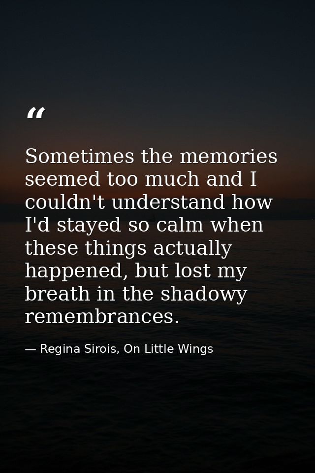Sometimes the memories seemed too much and I couldn't understand how I'd stayed so calm when these things actually happe — Regina Sirois, On Little Wings
