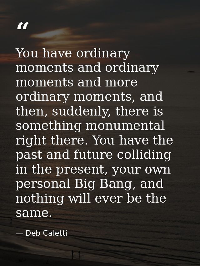 You have ordinary moments and ordinary moments and more ordinary moments, and then, suddenly, there is something monumen — Deb Caletti
