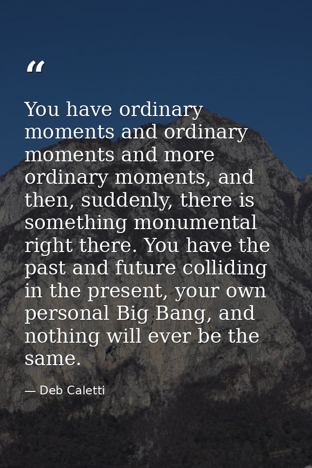 You have ordinary moments and ordinary moments and more ordinary moments, and then, suddenly, there is something monumen — Deb Caletti
