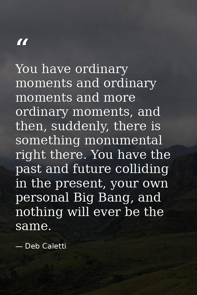 You have ordinary moments and ordinary moments and more ordinary moments, and then, suddenly, there is something monumen — Deb Caletti