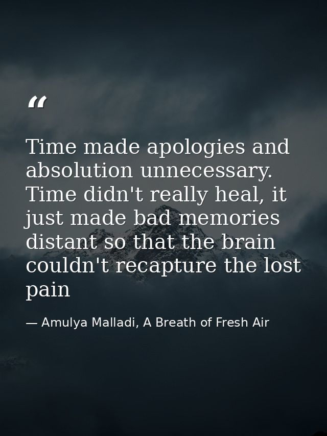 Time made apologies and absolution unnecessary. Time didn't really heal, it just made bad memories distant so that the b — Amulya Malladi, A Breath of Fresh Air