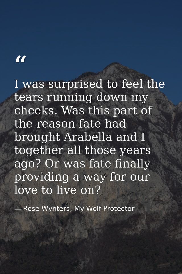 I was surprised to feel the tears running down my cheeks. Was this part of the reason fate had brought Arabella and I to — Rose Wynters, My Wolf Protector