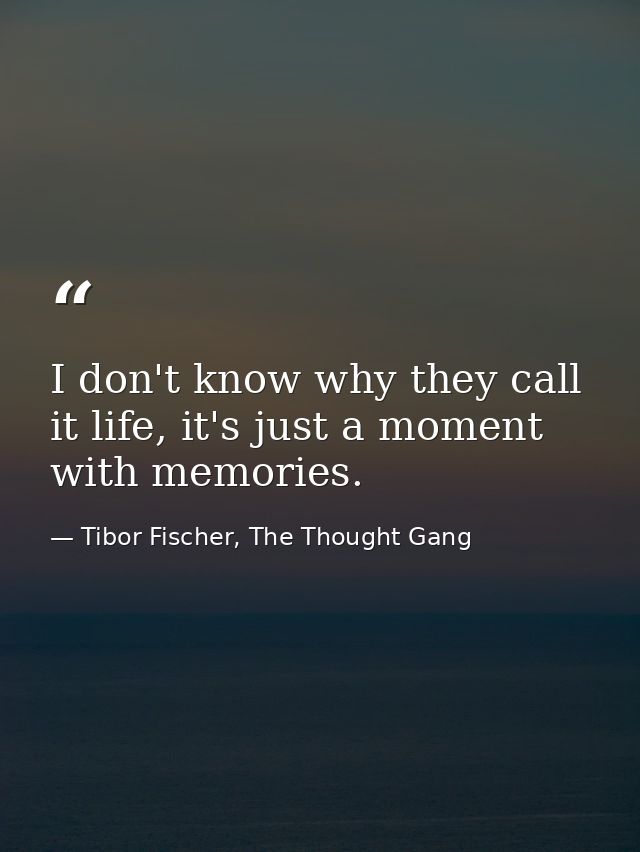 I don't know why they call it life, it's just a moment with memories. — Tibor Fischer, The Thought Gang