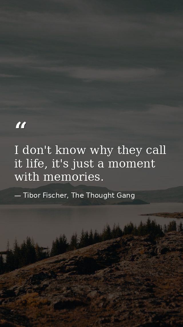 I don't know why they call it life, it's just a moment with memories. — Tibor Fischer, The Thought Gang