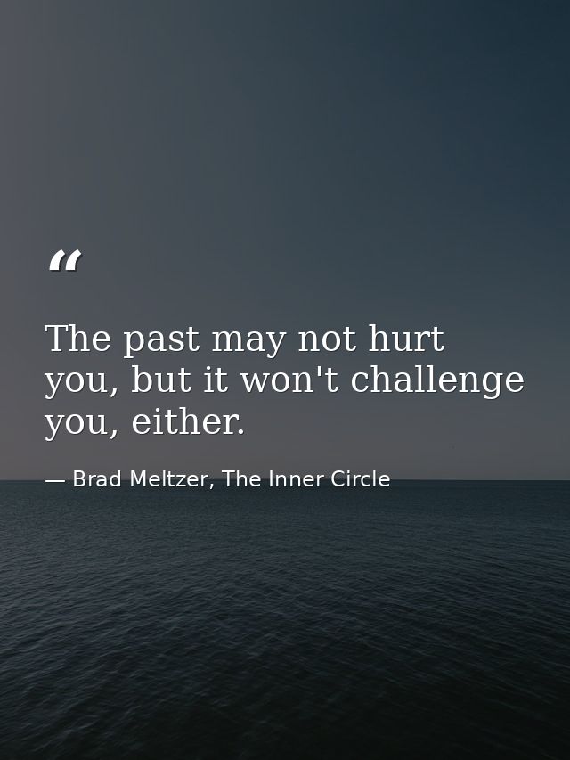 The past may not hurt you, but it won't challenge you, either. — Brad Meltzer, The Inner Circle