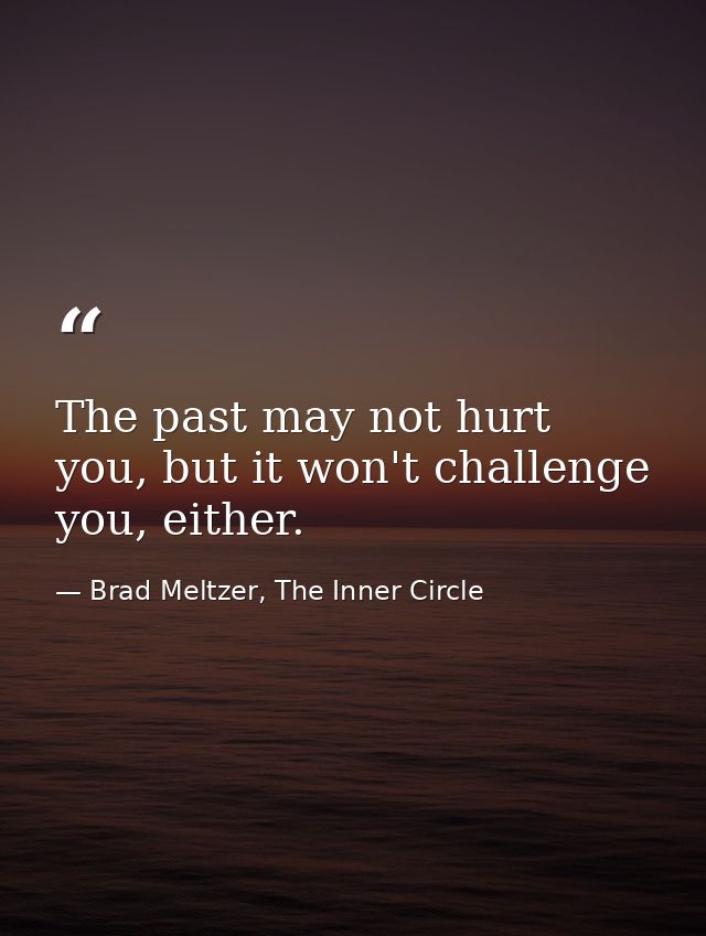 The past may not hurt you, but it won't challenge you, either. — Brad Meltzer, The Inner Circle