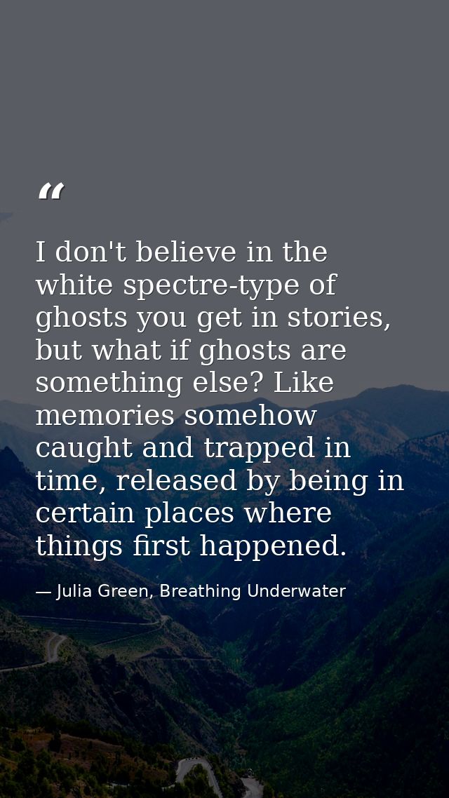 I don't believe in the white spectre-type of ghosts you get in stories, but what if ghosts are something else? Like memo — Julia Green, Breathing Underwater