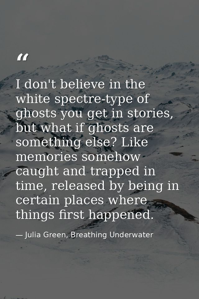 I don't believe in the white spectre-type of ghosts you get in stories, but what if ghosts are something else? Like memo — Julia Green, Breathing Underwater