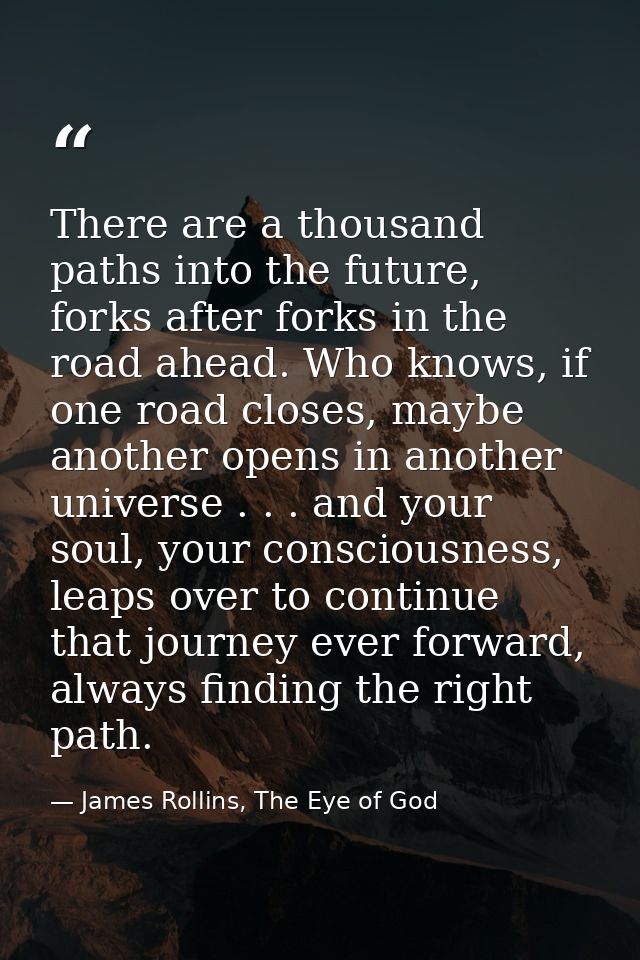 There are a thousand paths into the future, forks after forks in the road ahead. Who knows, if one road closes, maybe an — James Rollins, The Eye of God