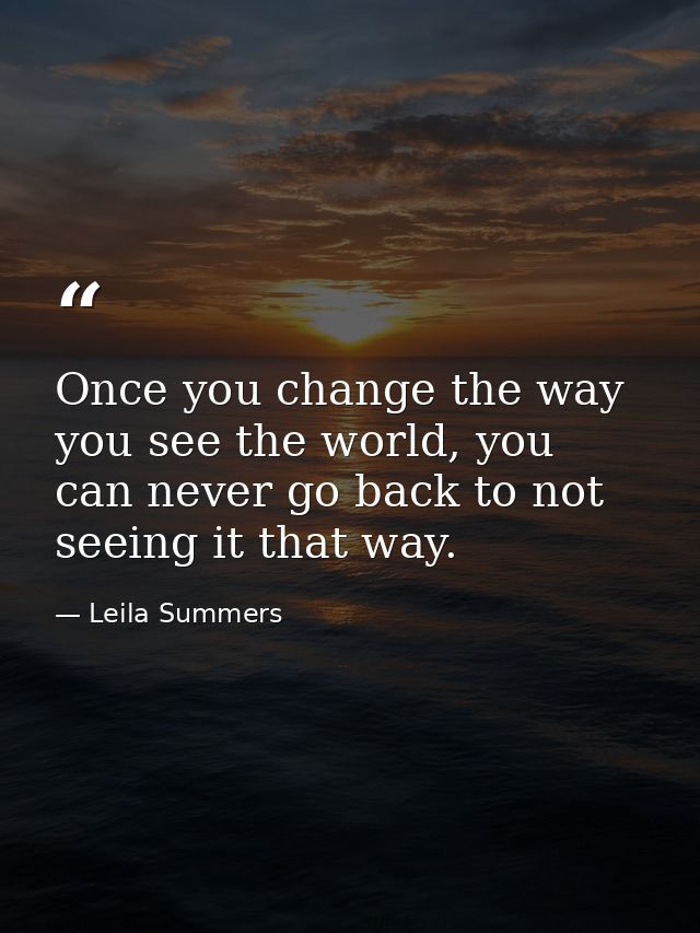 Once you change the way you see the world, you can never go back to not seeing it that way. — Leila Summers