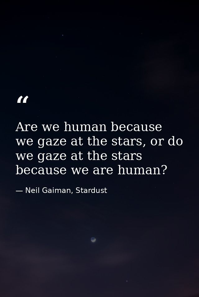 Are we human because we gaze at the stars, or do we gaze at the stars because we are human? — Neil Gaiman, Stardust