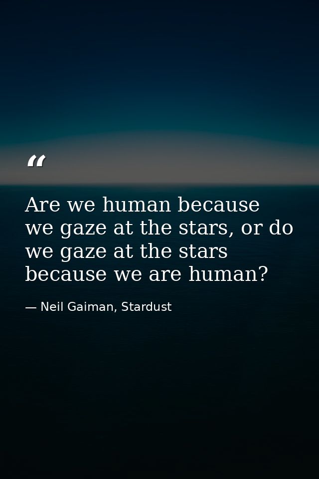 Are we human because we gaze at the stars, or do we gaze at the stars because we are human? — Neil Gaiman, Stardust