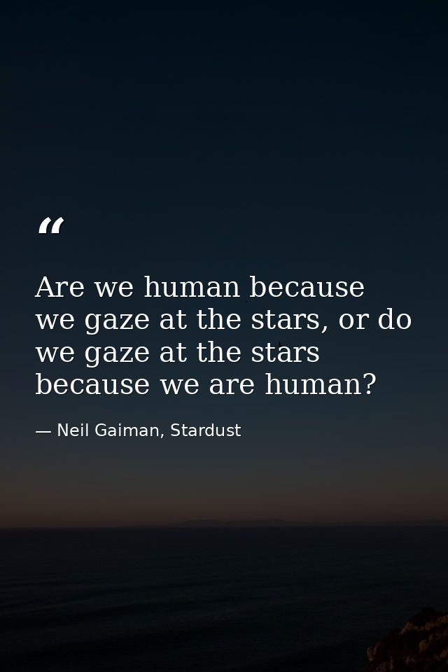 Are we human because we gaze at the stars, or do we gaze at the stars because we are human? — Neil Gaiman, Stardust