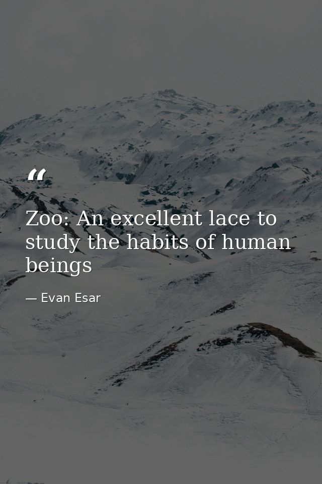 Zoo: An excellent lace to study the habits of human beings — Evan Esar