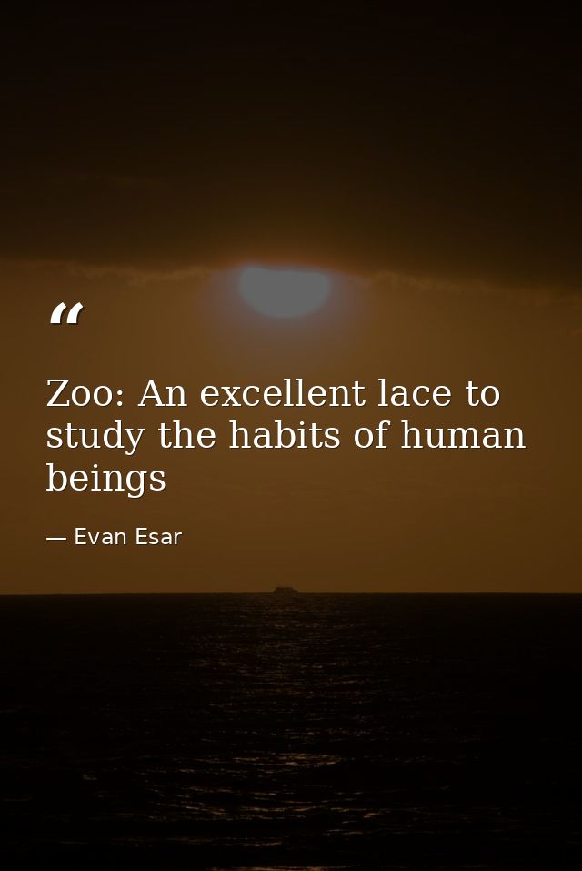 Zoo: An excellent lace to study the habits of human beings — Evan Esar