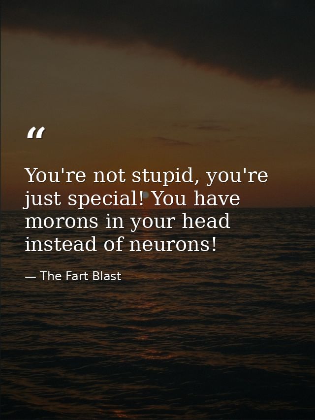You're not stupid, you're just special! You have morons in your head instead of neurons! — The Fart Blast