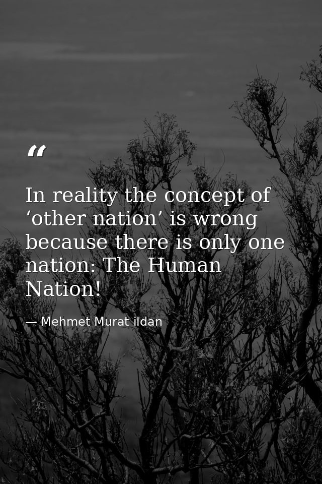 In reality the concept of ‘other nation’ is wrong because there is only one nation: The Human Nation! — Mehmet Murat ildan