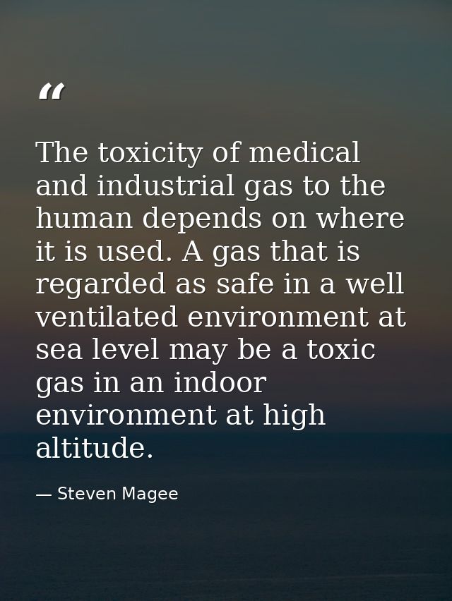 The toxicity of medical and industrial gas to the human depends on where it is used. A gas that is regarded as safe in a — Steven Magee