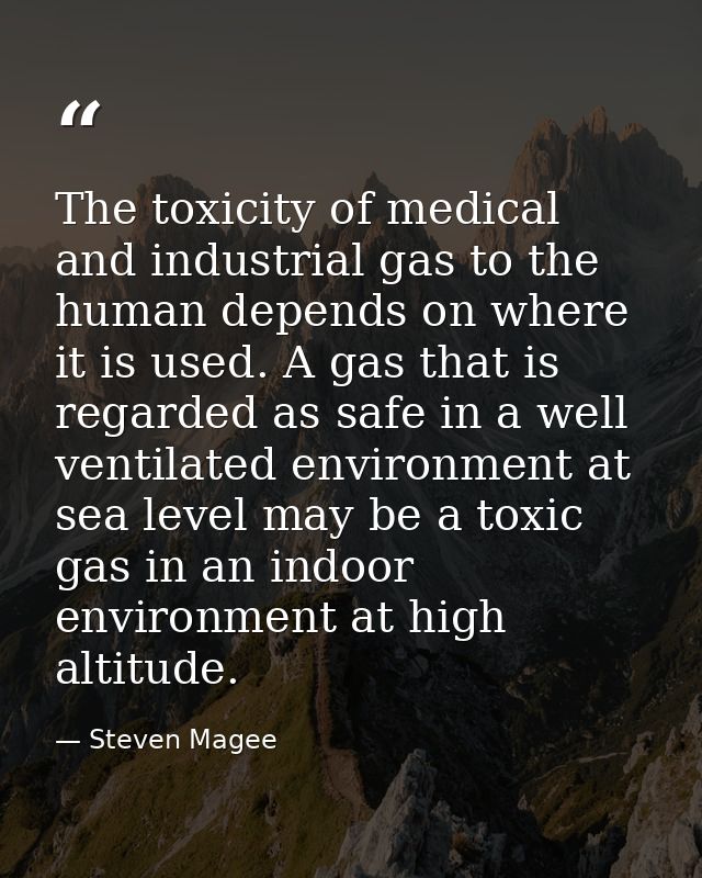 The toxicity of medical and industrial gas to the human depends on where it is used. A gas that is regarded as safe in a — Steven Magee