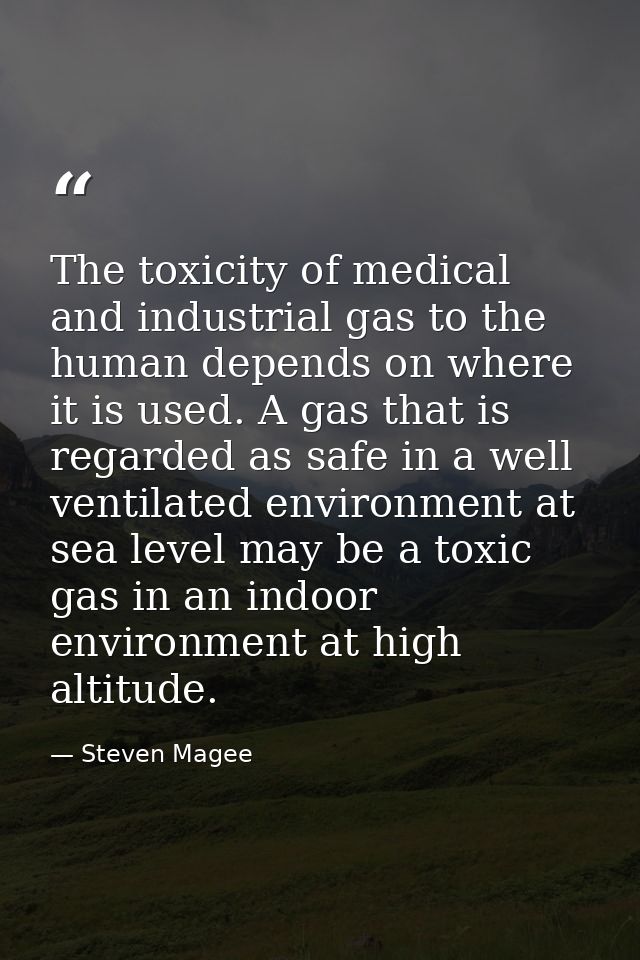 The toxicity of medical and industrial gas to the human depends on where it is used. A gas that is regarded as safe in a — Steven Magee