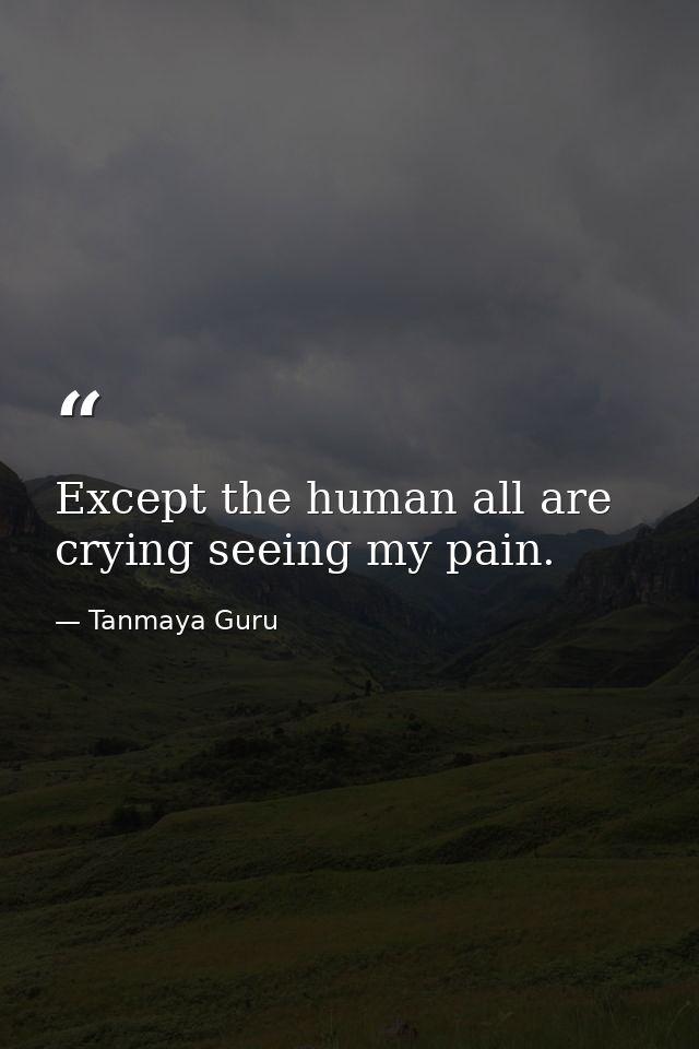 Except the human all are crying seeing my pain. — Tanmaya Guru