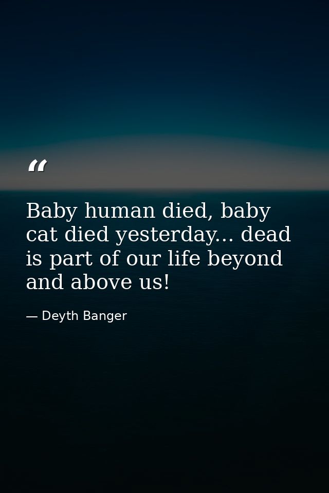 Baby human died, baby cat died yesterday... dead is part of our life beyond and above us! — Deyth Banger