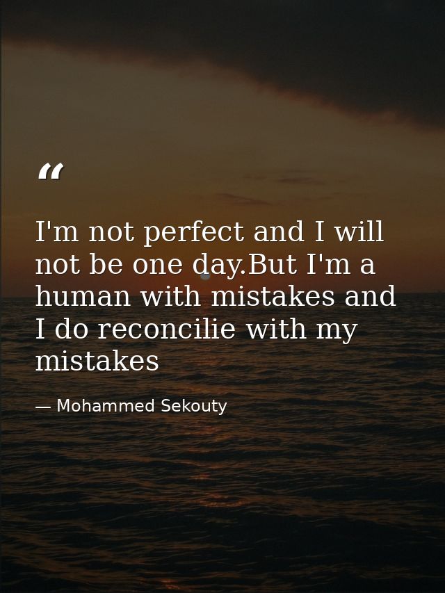 I'm not perfect and I will not be one day.But I'm a human with mistakes and I do reconcilie with my mistakes — Mohammed Sekouty