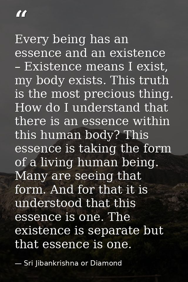 Every being has an essence and an existence – Existence means I exist, my body exists. This truth is the most precious t — Sri Jibankrishna or Diamond