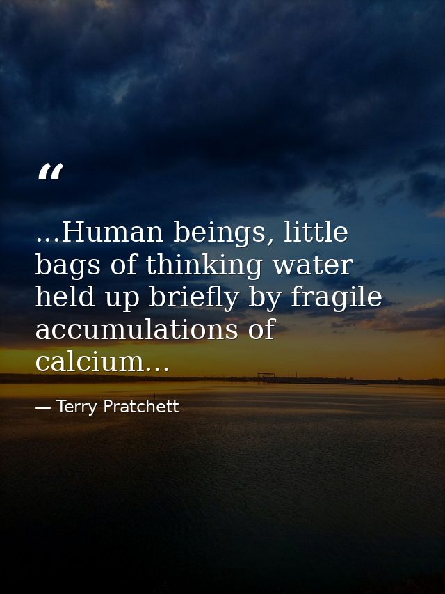 ...Human beings, little bags of thinking water held up briefly by fragile accumulations of calcium... — Terry Pratchett