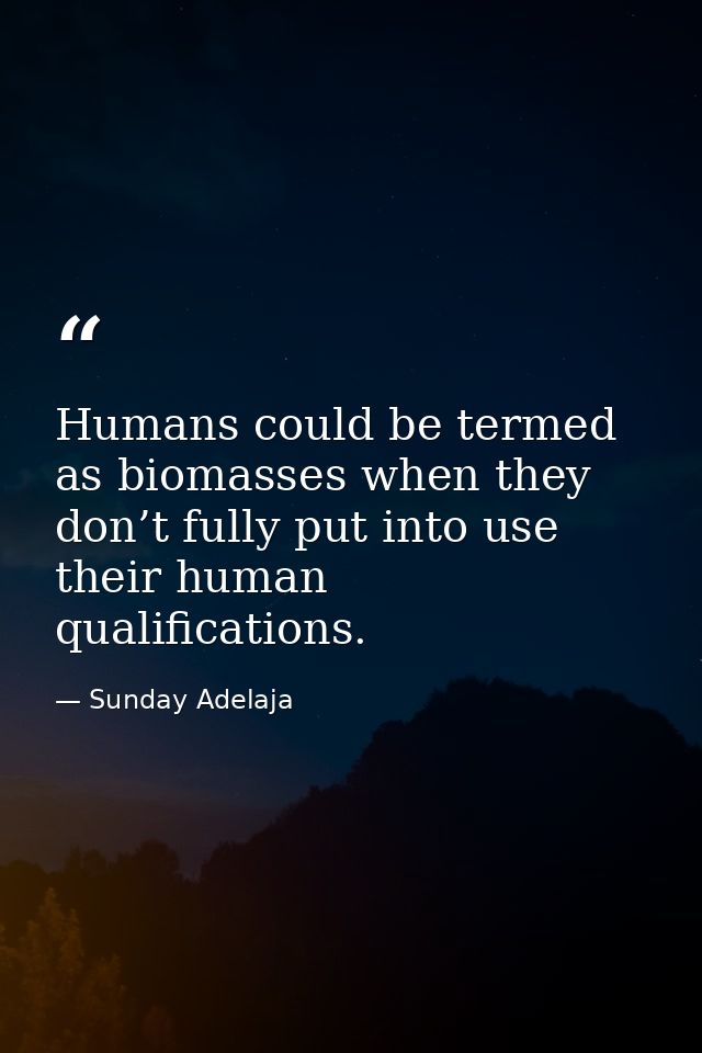 Humans could be termed as biomasses when they don’t fully put into use their human qualifications. — Sunday Adelaja