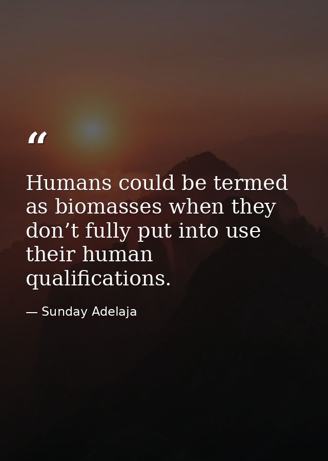 Humans could be termed as biomasses when they don’t fully put into use their human qualifications. — Sunday Adelaja
