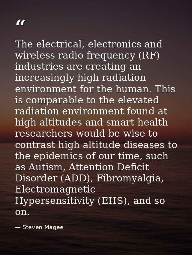 The electrical, electronics and wireless radio frequency (RF) industries are creating an increasingly high radiation env — Steven Magee