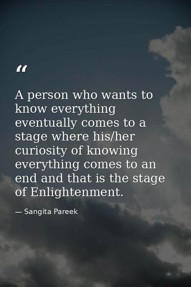 A person who wants to know everything eventually comes to a stage where his/her curiosity of knowing everything comes to — Sangita Pareek