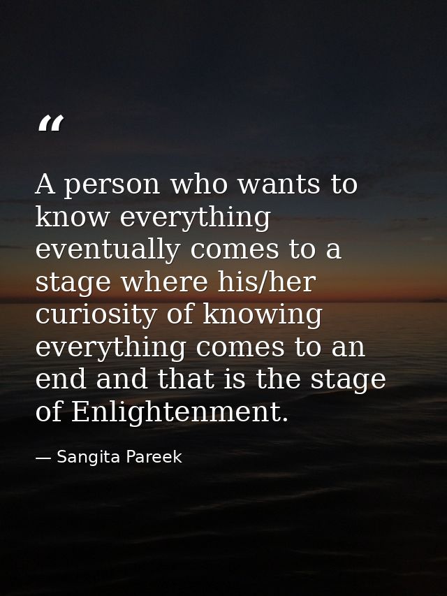 A person who wants to know everything eventually comes to a stage where his/her curiosity of knowing everything comes to — Sangita Pareek