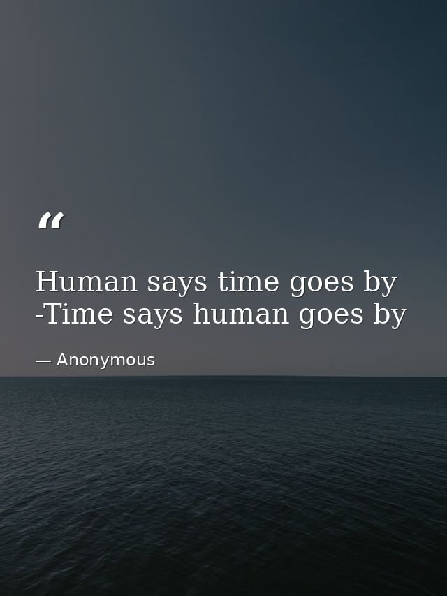 Human says time goes by -Time says human goes by — Anonymous