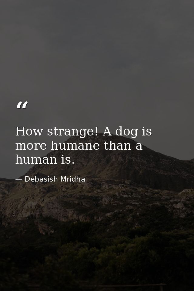 How strange! A dog is more humane than a human is. — Debasish Mridha