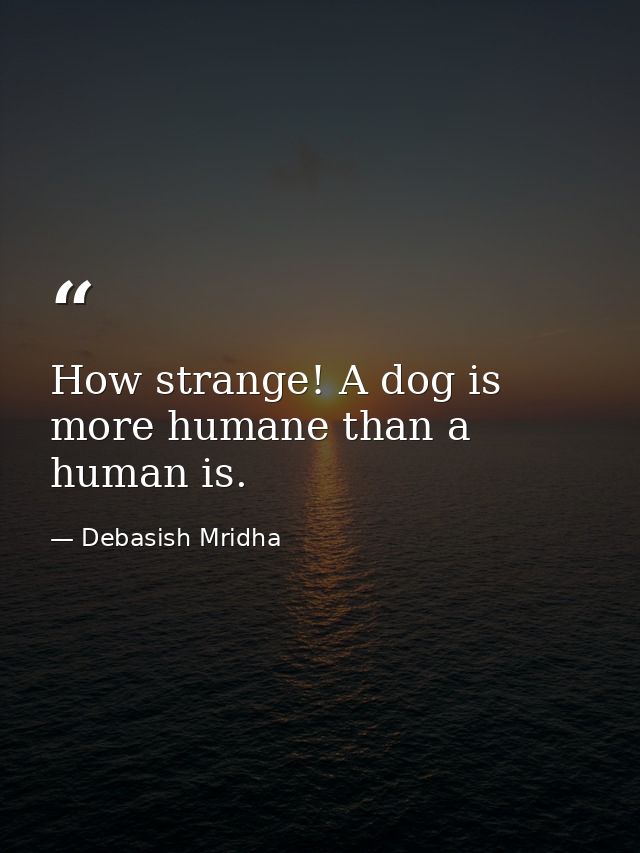 How strange! A dog is more humane than a human is. — Debasish Mridha