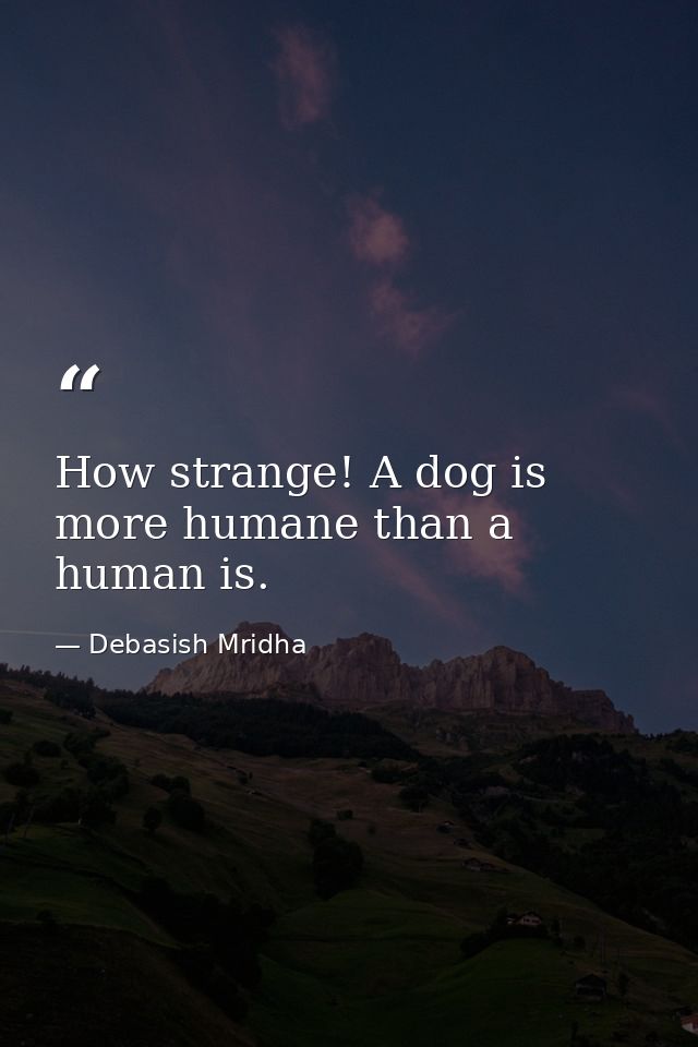 How strange! A dog is more humane than a human is. — Debasish Mridha