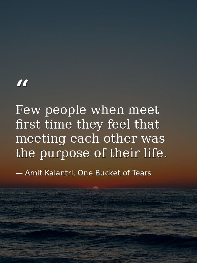 Few people when meet first time they feel that meeting each other was the purpose of their life. — Amit Kalantri, One Bucket of Tears