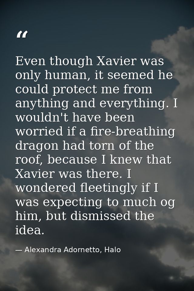 Even though Xavier was only human, it seemed he could protect me from anything and everything. I wouldn't have been worr — Alexandra Adornetto, Halo