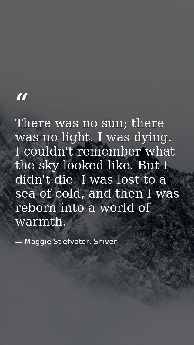 There was no sun; there was no light. I was dying. I couldn't remember what the sky looked like. But I didn't die. I was — Maggie Stiefvater, Shiver