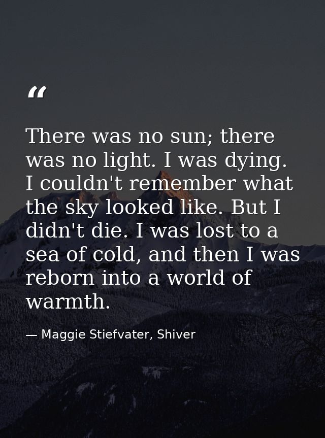 There was no sun; there was no light. I was dying. I couldn't remember what the sky looked like. But I didn't die. I was — Maggie Stiefvater, Shiver