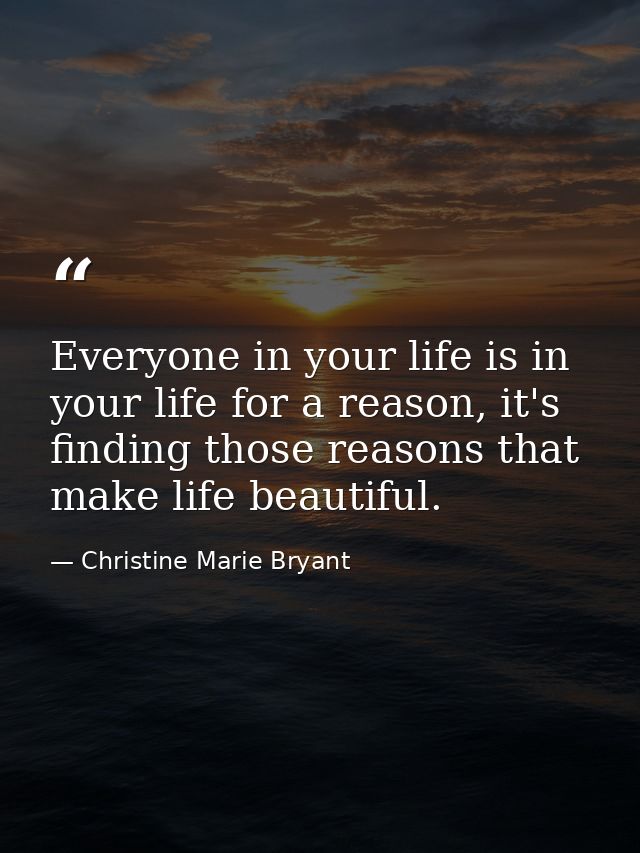 Everyone in your life is in your life for a reason, it's finding those reasons that make life beautiful. — Christine Marie Bryant